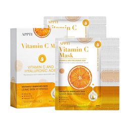 APPTI 25ml x 10kpl C-vitamiini &hyaluronihappo kasvonaamio kosteuttava valkaisu kiinteyttävä ihonhoito