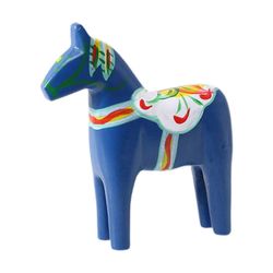 Puinen ruotsalainen Dala-hevonen,Ruotsalainen Dala-hevospatsas,Joulukoristelulahja Keräilyesine Kodin koristelu Dala-hevoshahmo QUP sininen