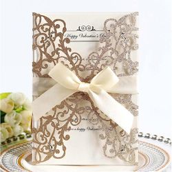 Besser Lykønskningskort Udhulede Bowknot Invitationer Bryllupsfest Fødselsdag Rose guld 20PCS