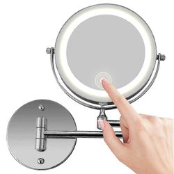 Väggmonterad spegel led med 10x förstoring, 360 svivel