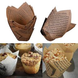10stk Sæt Engangspapir Kage Dekoration Værktøj Skimmel Tulipanblomst Chokolade Cupcake Wrapper Bagning Muffin PapirForing