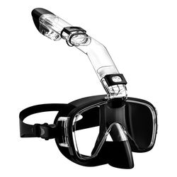 Snorkelmaske sammenleggbar dykkermaske sett med tørt og kamerafeste, anti-tåke profesjonell snorkling G Svart