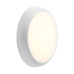 Saxby Lighting (Poole) Hero Dmmable 18W LED Round Flush Light Gloss White med Emergency & Sensor 150Ëš detektionsvinkel, IP65