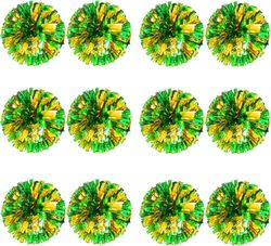 12kpl cheerleading pom poms lapsille, metallinen folio muovinen rengas cheer pom poms pojalle Suuri Green Gold