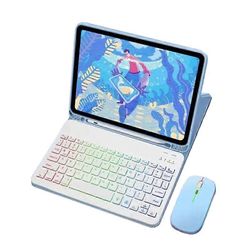 INF-nahkakotelo iPadille, jossa on RGB-hammasnäppäimistö ja -hiiri iPad 9,7 tuumaa Sininen