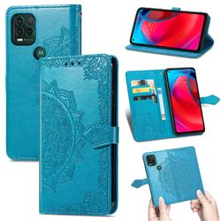 Etui til Motorola Moto G Stylus 5g Cover Læder Tegnebog Cover Emboss Mandala Magnetisk Flip Beskyttelse Stødsikker - Blå