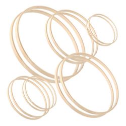 Seppelerenkaat, 12 kpl 6 kokoa puinen bambu kukkavanne seppele makramee käsityö vannerenkaat tee-se-itse-unelmaan puun väri