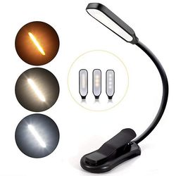 Zch Genopladeligt læselys Varm farve Cool Hvid Easy Clip Light Black Rechargeable