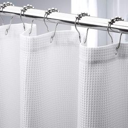 Vaffel dusj gardin, kraftig stoff dusj gardiner med vaffel veve hotell kvalitet bad dusj gardiner, 72 x 72 inches