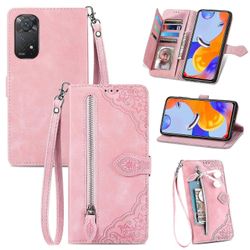 Foxdock Yhteensopiva Xiaomi Redmi Note 11 Pro 4G / 5G lompakkokotelon kanssa hihnakortin pidikkeellä PU nahkainen käsilaukku vetoketjullinen kukkar...