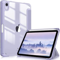 Timoom ipad Mini 6 (8,3 tommer, 2021-model) -stødsikkert cover Klar gennemsigtig bagskal, Automatisk vækning / dvale til Ipad Mini 6. generation Lilla