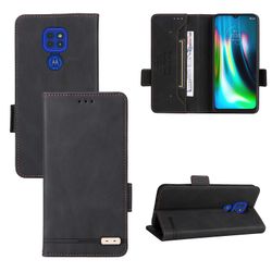 Gangxun Etui til Motorola Moto G9 Play / g9 / e7 Plus læderetui Folio Flip med kreditkortspor Etui Coque Sort
