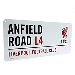 Liverpool FC officiella fotboll metall Street tecken Vit/röd/svart One Size