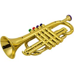 Trumpet Barn Musikaliska Blåsinstrument Abs Metallisk Guld Trumpet Med 4 Färgglada Tangenter (hy)