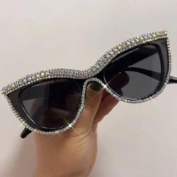 Cat Eye Solbriller Kvinder 2019 Uv400 Herre Solbriller Damer Piger Solbrille Bling S Oculos De Sol mucticolor black