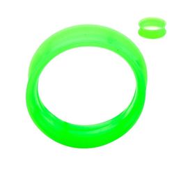 BodyJewelryOnline Super tynd silikone dobbelt blussede tunneler - sælges parvis - 6 farver til rådighed Grøn 2g (6 mm)