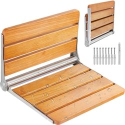 Succebuy Taitettava tamminen suihkuistuin, 16.1" x 13.4" auki, seinälle asennettava taitettava suihkupenkki 440 paunan kantavuudella
