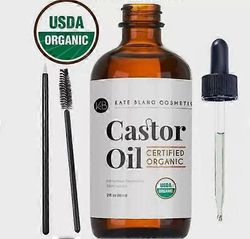 Orgaaninen risiiniöljy, 100 % puhdas, kylmäpuristettu puhdistamaton lasipullo, risiiniöljy