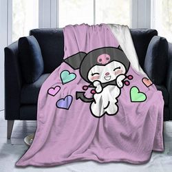 My Melody ja Kuromi Soft Warm Throw kevyt mikrofleecepeitto kotisänkyyn sohva-X117 60x50in 150x125cm