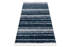 RugsX Tæppe UNION 4080 Striber blå / creme Fringe Berber Marokkansk lurvet 140x190 cm
