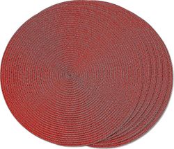 Punaiset pyöreät punotut pöytämatot 6 kpl - lämmönkestävät luistamattomat kudotut pöytämatot ruokailuun, 38cm