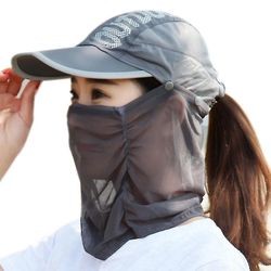 Zhuopai Aldult Sol Hatte Fishing Hatte Cykling Hatte Ansigtsmasker Baseball Hatte Sun Hatte mørk grå
