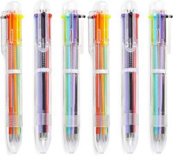 Linkrunning 12 Pack 0,5 mm 6-i-1 multicolor kuglepen 6 farver optrækkelige kuglepenne (12 pack) Flerfarvede 5.5 inch