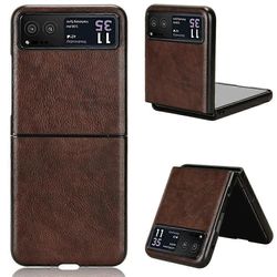 Motorola Razr 40 5G -puhelimen takakotelolle PU-nahkapäällysteinen PC Litchi -tekstuurisuoja puhelimen kansi Monivärinen Brown