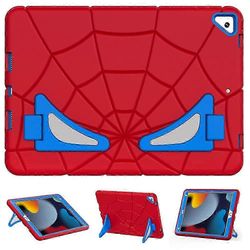 iPad 10.2 2021 / 2020 / 2019 silikoni + PC iskunkestävä suojaava tablettikotelo Red Blue