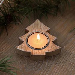 Barsinfi 1 Stck Weihnachts-kerzenhalter Aus Holz Mit Schneeflockenmotiv Weihnachtsbaum-kerzenhalter Pentagramm-kerzenhalter Fenster-desktop-dekoration