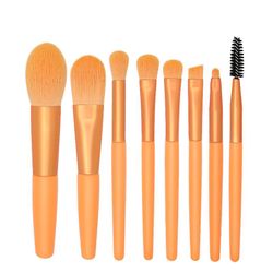 8 Børster Skønhedsværktøjer Blød hår makeup børste sæt træ håndtag bærbare Mini Blush makeup børste sæt orange