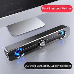 Sajygv USB-kablet høyttaler for datamaskin, soundbar, stereo subwoofer, surround sound box, led, pc, laptop, telefon, nettbrett, mp3, urettferdig J...