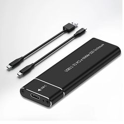 Atuto M.2 Nvme SSD-kabinettadapter aluminiumsveske USB C 3.1 Gen2 10 Gbps til Nvme Pcie ekstern boks for 2230/2242/2260/2280 M2 Nvme SSD NVMe tilfe...