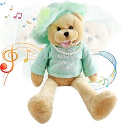 Musiikillinen nalle helmi laulaa, että mitä ystävät ovat varten Interaktiivinen pehmoeläinten ravistelupää Animoitu pehmolelulahja lapsille Pikkula...