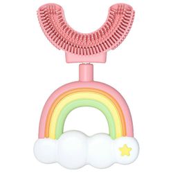 Ergonominen lasten hammasharja 360 asteen suun puhdistuksella, hellävaraisella ienhieronnalla ja U-muotoisella muotoilulla, peukalokahva mukavaan p...