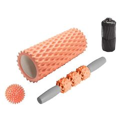 Coosilo 3stk Yoga Massager Fitness Udstyr, yoga kolonne Massage Stick Yoga Ball orange