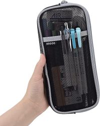 Linkrunning Grid Mesh Pen Penalhus med lynlås Klar makeup farve pose Kosmetik taske Multi-purpose Travel School Teen Girls Gennemsigtig stationær t...