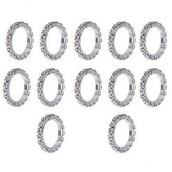 2xFashion Charm kiiltävä strassi joustavat renkaat hääkorut joustava hopea + valkoinen