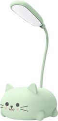 Bordlampe for barn, søt katt ledet bordlampe med fleksibel arm, usb oppladbar bordlampe, øyevern, leselampe, tegneserie Kawaii nattbord l Grønn