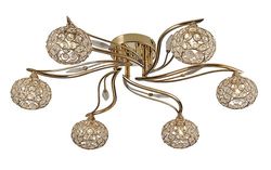 Inspired Lighting Inspireret Diyas - Leimo - Flush Loft 6 Light fransk guld, Krystal