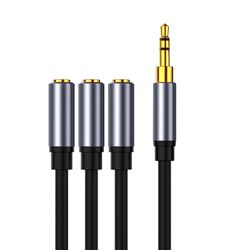 3,5 - 3x 3,5 mm: n kuulokekaapeli Aux-äänisovittimen johto musiikin kuunteluun Male to 3 female