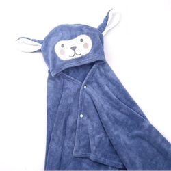 Ny Coral Fleece Børns Cape Hooded Soft Comfortable Badehåndklæde Blå