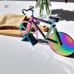Syfinee Ruostumattomasta teräksestä valmistettu polkupyörä pizzaraastin leikkaa pizzaleikkurin pyörä pidikkeellä 1