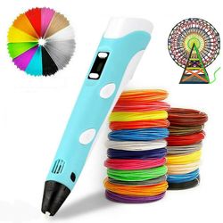 3D-utskrift penn leker med LCD-skjerm + 12 farger 36m 1.75mm PLA ABS filament for barn og voksne
