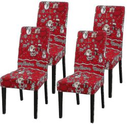 Tianzun Christmas Chair Dekker Xmas Kjøkken spisestue stol Back Covers 4pcs Santa Snowman Chair Baksetet Cove