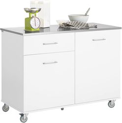 SoBuy Kitchen Island køkkenskab skab skænk, FKW117-W Hvid