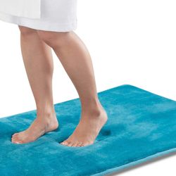 Linkrunning Memory Foam Bath Mat Non Slip Absorberende Super Cozy Velvet Badeværelse Tæppe Tæppe (20 inches X 32 inches, Caribiske Hav) 20in*32in