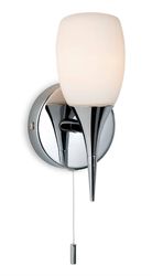 Firstlight Lighting Robano 1 lys skiftet badeværelse væg lys Chrome, Opal Glas IP44, G9