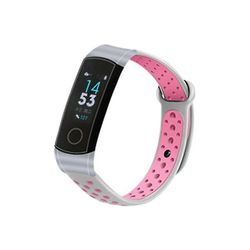 AIR Udskiftning silikonerem og metalramme til Huawei HONOR Band 4 - sølvgrå pink