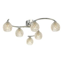 Dar Lighting Nakita Semi Flush Loft Light Poleret Krom Med Fordybet Glas, 6x G9